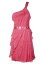 AdriannaPapell Adrianna Papell French Coral One-Shoulder Tiered Chiffon Dress 4 レディース