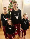 IFFEI Matching Family Pajamas Sets Christmas PJ's with Deer Long Sleeve Tee and fB[X