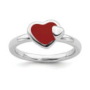 Sterling Silver Stackable Expressions Polished Red Enameled Heart Ring jZbNX