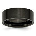 Chisel Stainless Steel 8mm Black IP-plated Brushed Flat Band ユニセックス