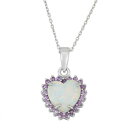 Classic Sterling Silver White Inlay Amethyst Heart Pendant jZbNX