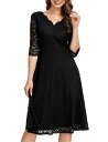 JASAMBAC Wedding Guest Dress for Women Bridesmaid Black Lace A Line Cocktail レディース