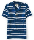 Aeropostale Mens Stripe Henley Shirt Blue X-Small メンズ