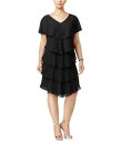 SLNY Womens Tiered Shift Shirt Dress Black 20W レディース