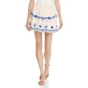 Rahi Cali Womens White Boho Floral Embroidered Mini Skirt L fB[X