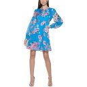 ケンジー Kensie Dresses Womens Blue Floral Mini Bishop-Sleeve Shift Dress 10 レディース