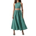 AXg[ ASTR the Label Womens Green Linen Long Strappy Maxi Skirt XS fB[X