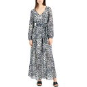 INC Womens White V-Neck Belted Printed Maxi Dress 6 fB[X