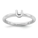 Sterling Silver Stackable Expressions Rhodium Letter U Ring ユニセックス