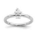 Sterling Silver Stackable Expressions Rhodium White Topaz Girl Ring ユニセックス