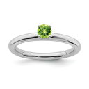 Sterling Silver Stackable Expressions Rhodium Peridot Ring ユニセックス