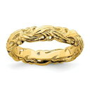 Sterling Silver Stackable Expressions Gold-plated Carved Band ユニセックス