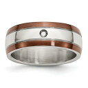 Chisel Stainless Steel Brown IP-plated Brushed w/Diamond 8mm Polished Band ユニセックス