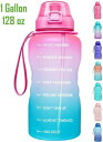 Fidus Large 1 Gallon/128oz Motivational Water Bottle with Time Marker Tritan