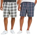vkwear Men's Classic Fit Flat Front Cotton Plaid Stripe Pattern Lightweight Shorts Y
