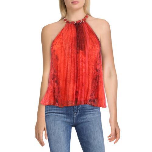 Alice and Olivia Womens Red Floral Halter Sleeveless Blouse Top XS レディース