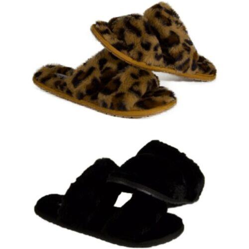 FashionGo Womens Slippers Faux Fur Comfortable Soft Plush Casual Warm Indoor House Shoes レディース