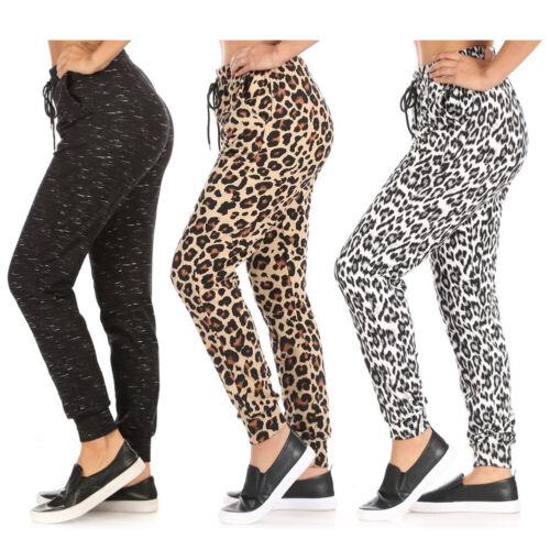 DBFL Womens Animal Print Jogger Fleece Lined Drawstring Mid-Rise Casual Bottoms ǥ