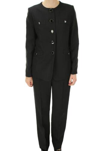 LeSuit Le Suit New Black Five-Button Collarless Crepe Pantsuit 6 レディース