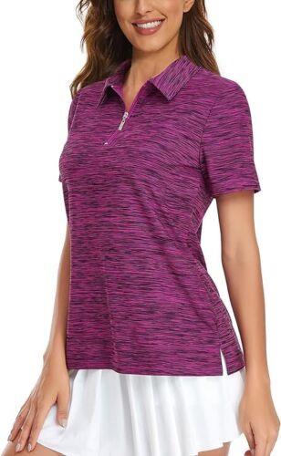 Viracy Womens Shirt Short Sleeve 1/4 Zip Moisture Wicking Top Purple-XL fB[X