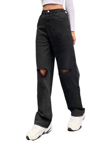 New ListingGenleck Women Ripped Boyfriends Jeans High Waist Baggy Denim Pants (Black 2XL) レディース