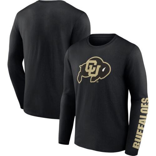 Men's Fanatics Black Colorado Buffaloes Double Time 2-Hit Long Sleeve T-Shirt メンズ