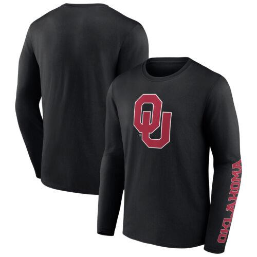 Men's Fanatics Black Oklahoma Sooners Double Time 2-Hit Long Sleeve T-Shirt メンズ