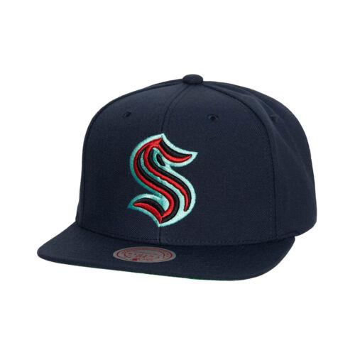 ミッチェルアンドネス Mitchell & Ness Seattle Kraken Alternate Flip Snapback Hat (Black) Cap メンズ