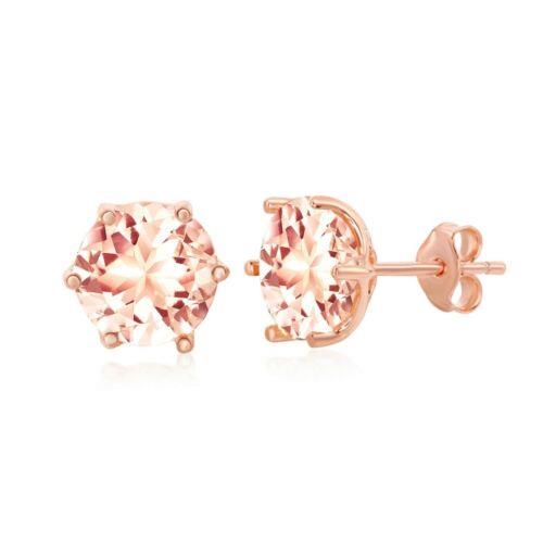 楽天サンガClassic Sterling Silver Rose GP Six-Prong Morganite CZ Stud Earrings ユニセックス