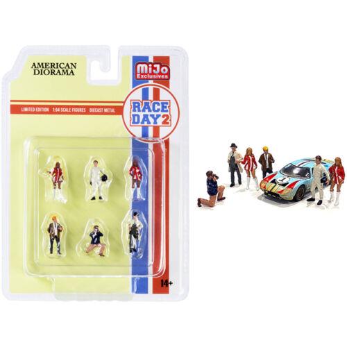 American Diorama Figurine Set Race Day 2 Diecast for 1/64 Scale Models 6 Pieces