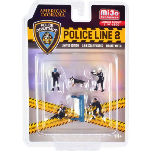 American Diorama Figure Set Police Line 2 for 1/64 Scale Diecast Models 6 piece