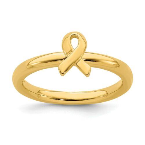 Sterling Silver Stackable Expressions Gold-plated Awareness Ribbon Ring ユニセックス