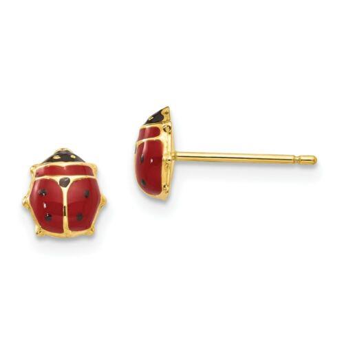 Jewelry 14k Enameled Ladybug Post Earrings ユニセックス