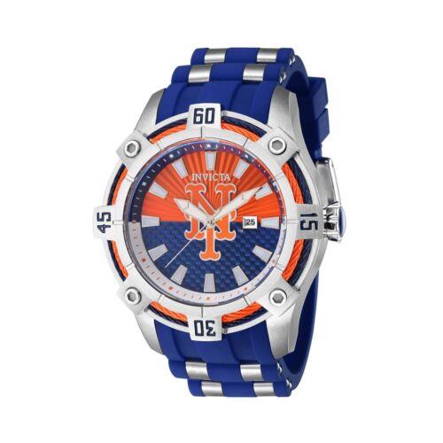 Invicta Men's Watch MLB New York Mets Quartz Blue and Orange Dial Date 43277 メンズ