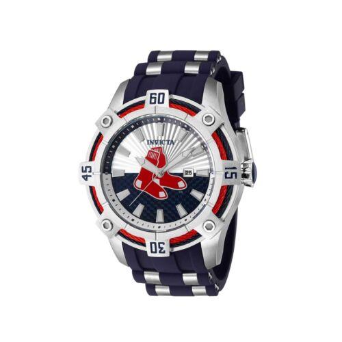 Invicta Men s Watch MLB Boston Red Sox Quartz Silver and Blue Dial Date 43262 メンズ