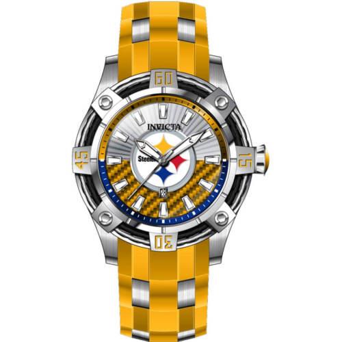 Invicta Men's Watch NFL Pittsburgh Steelers Yellow and Silver Tone Dial 42073 メンズ