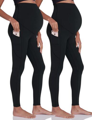 Enerful Womens Maternity Workout Leggings Over The Belly Pregnancy Active Wear fB[X