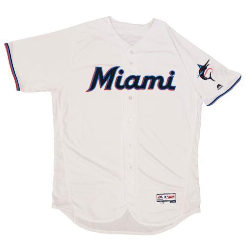 Majestic マジェスティック Mens MLB Miami Marlins Authentic On Field Flex Base Jersey - Home White メンズ