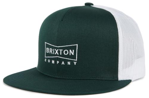 ブリクストン Brixton Men's Wedge Embroidered Logo Mesh Trucker Cap Hat in Pine メンズ