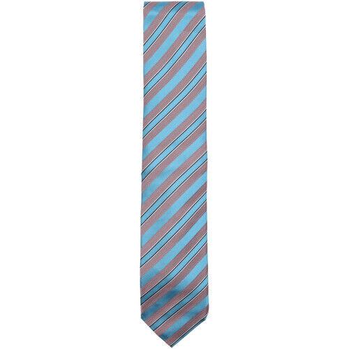 Dolcepunta Men's Royal Purple / Icy Blue Black Silver Diagonal Striped Necktie Y