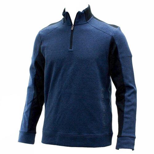 カルバンクライン Calvin Klein Men's Dressy Refined Navy Long Sleeve Quarter Zip Sweatshirt Sz: XL メンズ