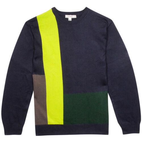Х󥯥饤 Calvin Klein Men's 40HS700 Color Blocked Cadet Blue Crewneck Sweater Sz. XL 