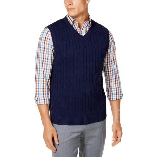 Tasso Elba Mens Cable Knit V-Neck Sleeveless Sweater Vest メンズ