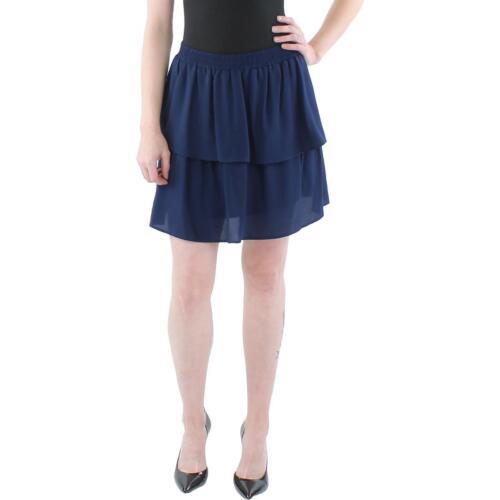 City Studio Womens Navy Crepe Tiered Ruffled A-Line Skirt Juniors XL fB[X