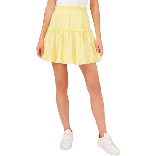 Riley & Rae Womens Yellow Smocked Short Applique Mini Skirt XL fB[X