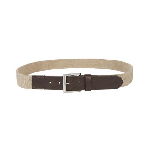 Club Room Mens Beige Faux Leather Stretch Buckle Casual Belt S 30-32 Y