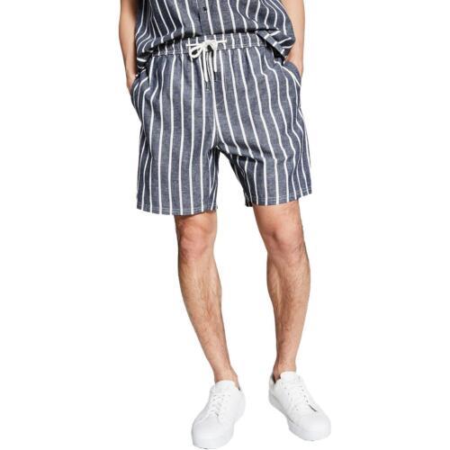 And Now This Mens Navy Striped Drawstring 9' Inseam Casual Shorts XXL メンズ