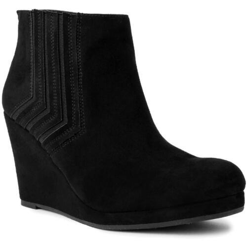 Sugar Womens Jayla Faux Suede Wedges Booties Ankle Boots Shoes レディース