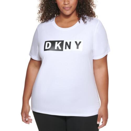 ディーケーエヌワイ DKNY Sport Womens White Logo Activewear Pullover Top Athletic Plus 3X レディース