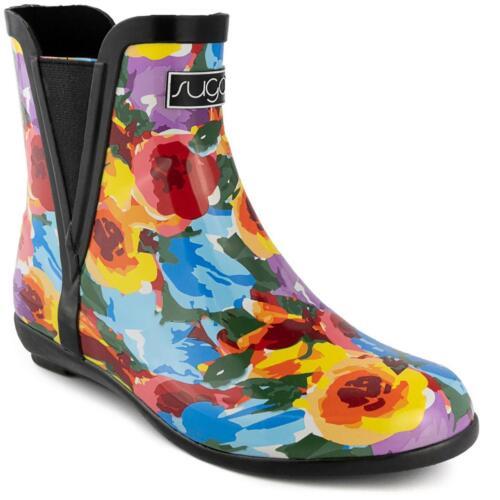 Sugar Womens Splash Rubber Ankle Floral Rain Boots Shoes レディース